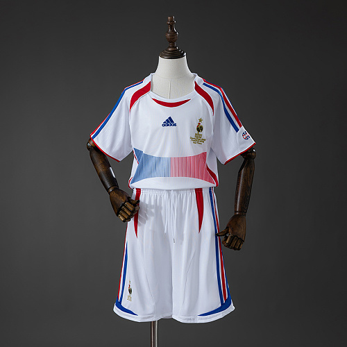 France France 2006 Home Retro Kids Kit Jersey SIZE 16-28