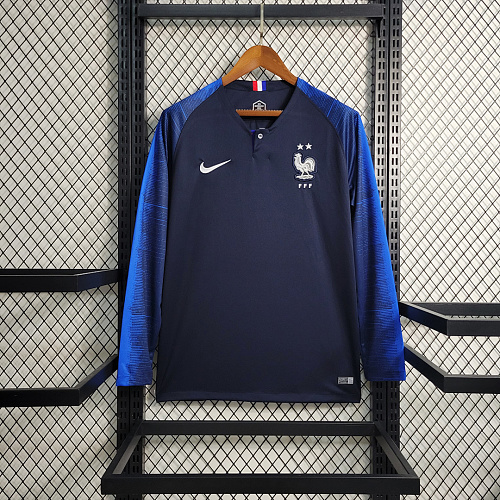 France Retro Version 2018 World Cup France Home Long Sleeve Size S-XXL