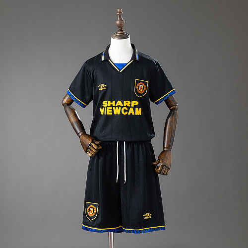 Manchester United M-U 93/94 Away Retro Kids Kit Jersey Size 16-28
