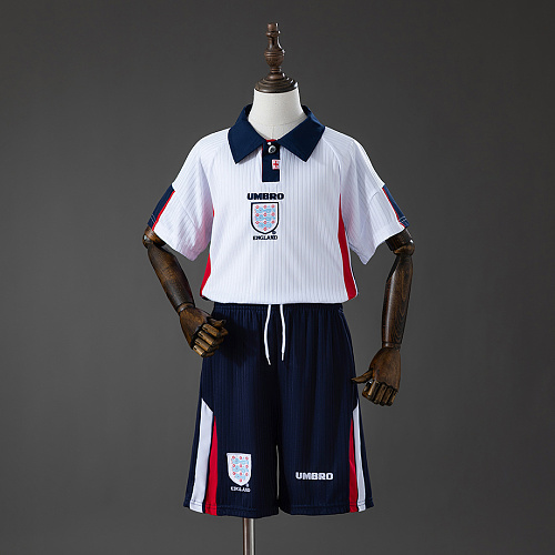 England England 1998 Home Retro Kids Kit Jersey SIZE 16-28