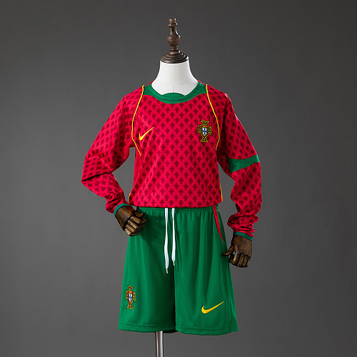 Portugal Portugal 2004 Home Retro Long Sleeve Kids Kit Jersey SIZE 16-28