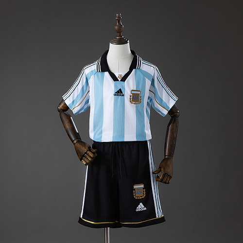 Argentina Argentina 1998 Home Retro Kids Kit Jersey Size 16-28