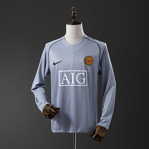 Manchester United M-U 2007 Goalkeeper Grey Long Sleeve Retro Jersey S-XXL