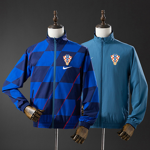 Croatia Croatian Reversible Jacket Windbreaker - Navy Blue & Sky Blue S-XXL