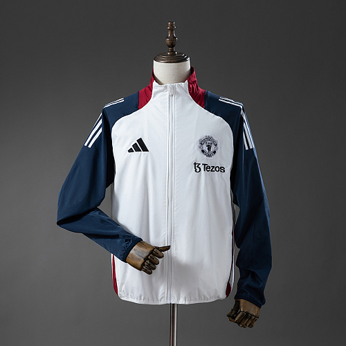 Manchester United M-U Windbreaker - White & Navy Blue S-XXL
