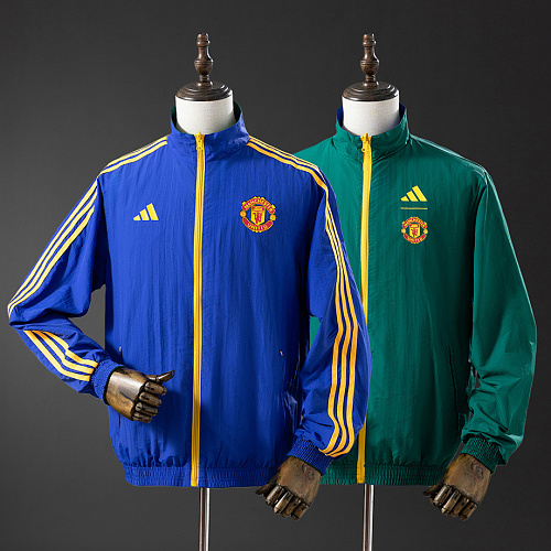 Manchester United M-U Reversible Jacket Windbreaker - Blue & B Army Green S-XXL