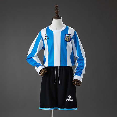 Argentina Argentina 1998 Home Retro Long-Sleeved Kids Kit Jersey Size 16-28