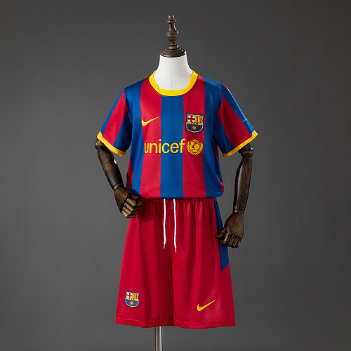 Barcelona Barcelona 10/11 Home Retro Kids Kit Jersey Size 16-28