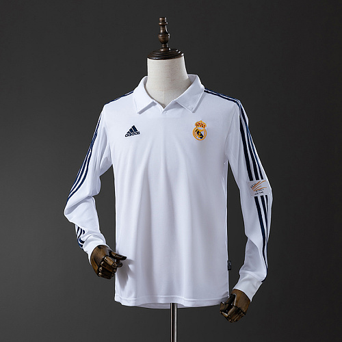 Real Madrid Retro long-sleeved 2002 Real Madrid home S-XXL